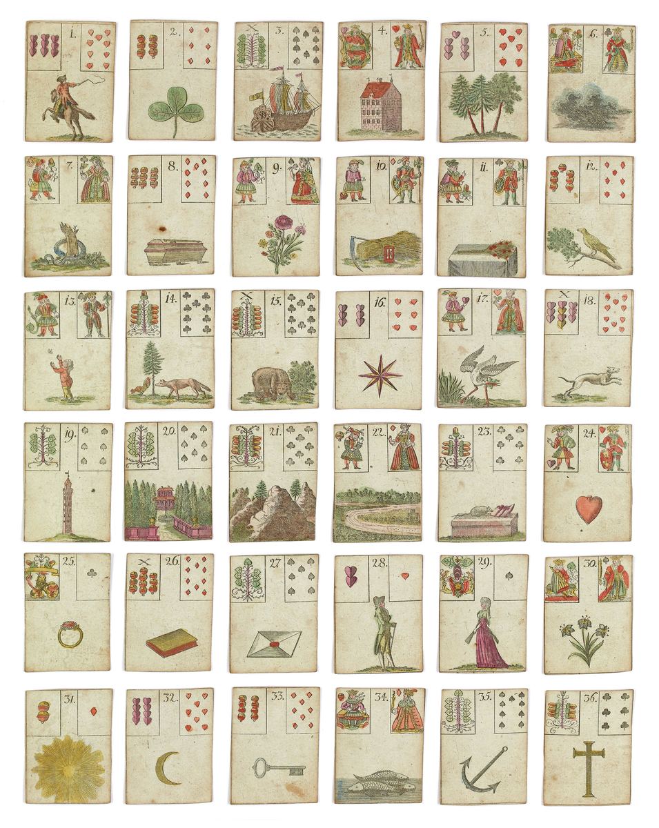 Bogen des Brettspiels „Das Spiel der Hofnung“ mit 36 nummerierten Sinnbildern